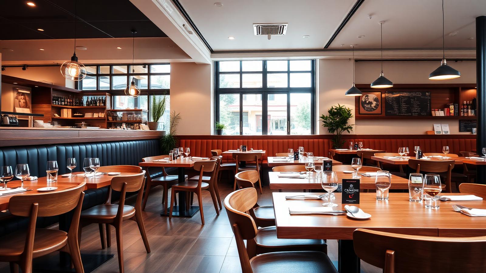 Intérieur de restaurant avec mobilier professionnel